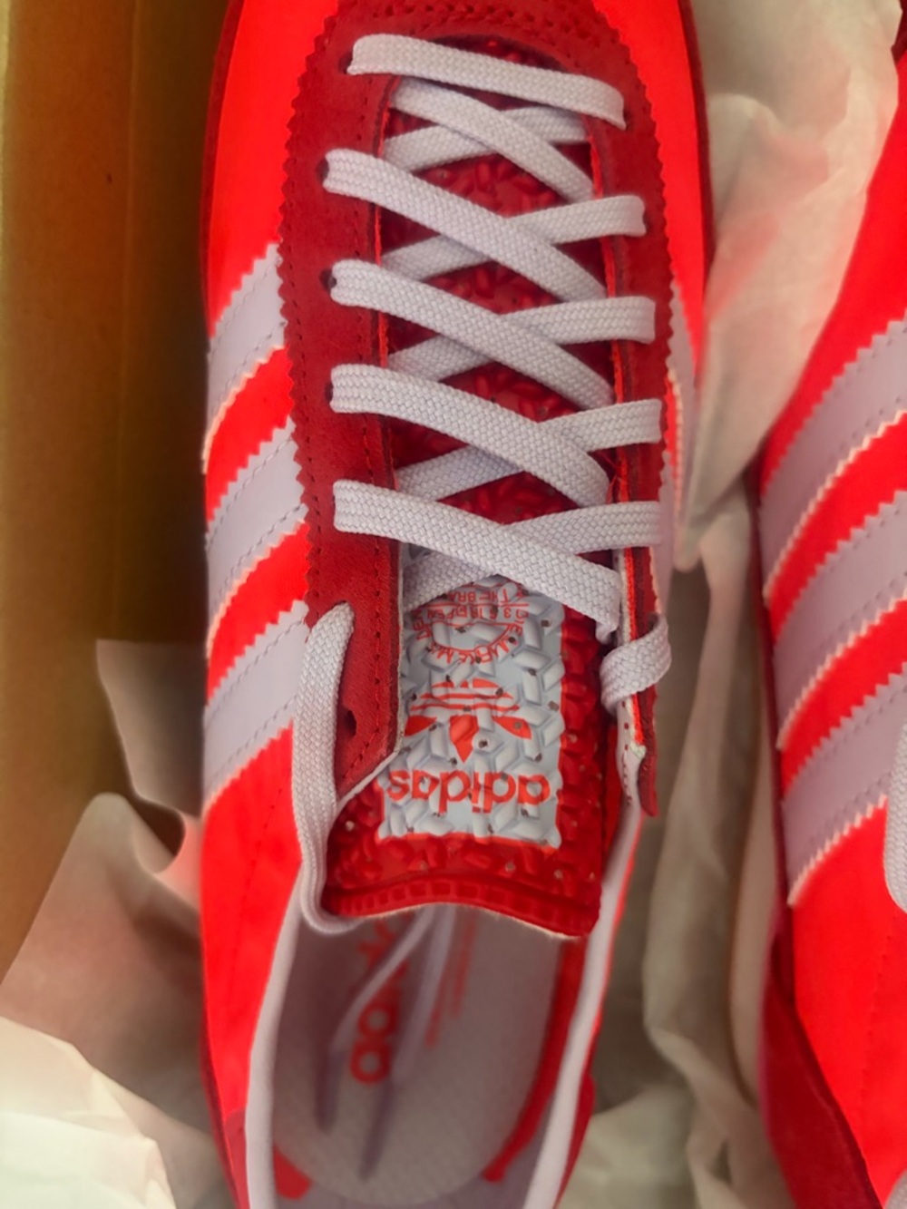 adidas Red and White Retro Runner Sneakers - Picture 2 of 7